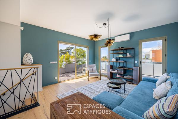 Duplex en dernier étage avec terrasse et vue imprenable sur la basilique Fourvière