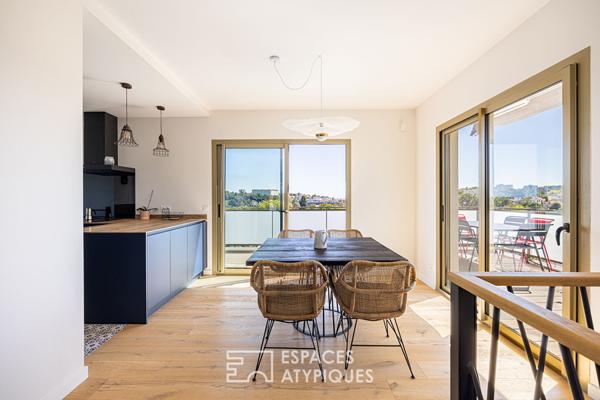 Duplex en dernier étage avec terrasse et vue imprenable sur la basilique Fourvière
