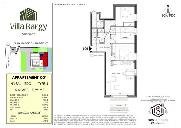 Appartement T4 à vendre  4 pièces - 71,97 m2 MARNAZ - 74