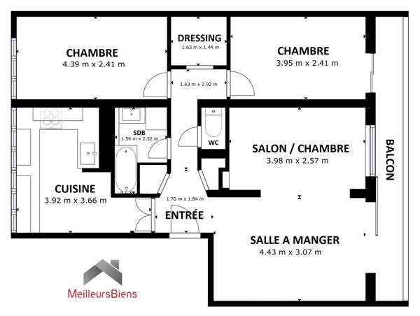 4 pièces 68 m²