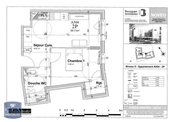 Appartement à louer 2 pièces 39.11m² Caen (14000)