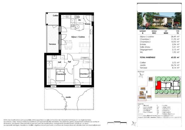 Appartement T3 à vendre  3 pièces - 63,32 m2 MIOS - 33