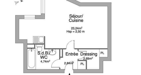 Location Studio 33.31 m² - Paris 75018