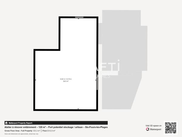Atelier à rénover entièrement – 120 m² – Fort potentiel stockage / artisan – Six-Fours-les-Plages
