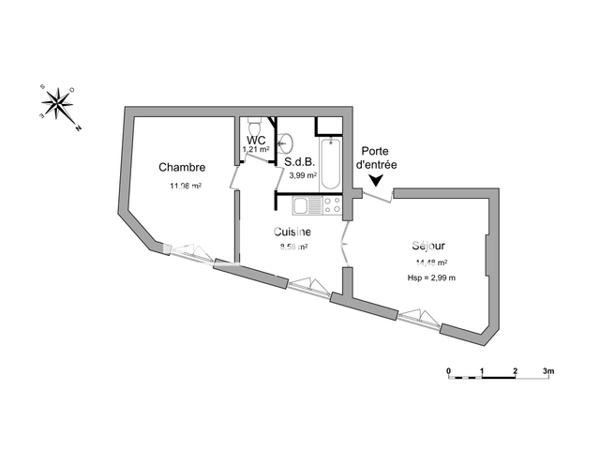 Location Appartement 2 pièces 40.24 m² - 1 RUE DE LA RAVINELLE Nancy 54000