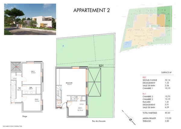 Six-Fours-les-Plages (83140) APPARTEMENT DUPLEX NEUF T4 avec terrasse et jardin