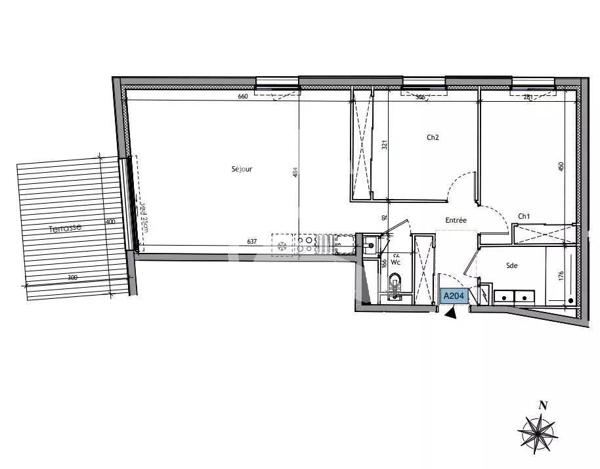 3 pièces neuf  69.05M² Vue Mer