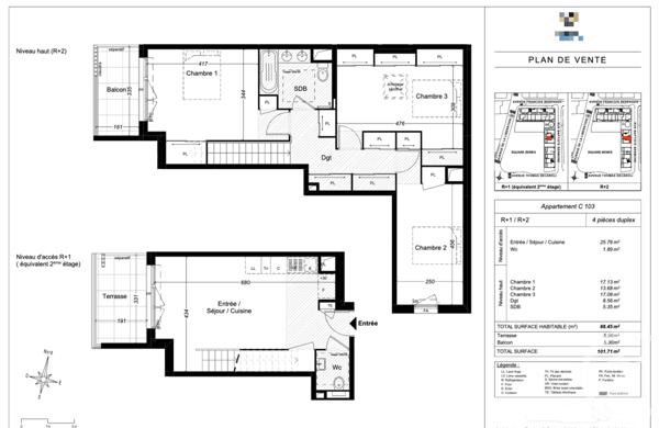 Appartement T4 à vendre  4 pièces - 88,45 m2 ST LAURENT DU VAR - 06