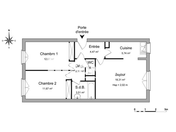 Location Appartement 3 pièces 59.31 m² - BAT C Honfleur 14600