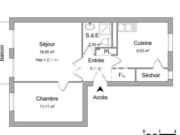 Location Appartement 2 pièces 44.65 m² - 11 RUE D'ALSACE Rennes 35000