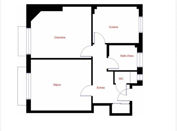 Charmant deux pièces dans immeuble pierres de taille