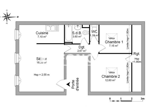 Location Appartement 3 pièces 52.44 m² - 5 RUE SAUTEYRON Bordeaux 33000