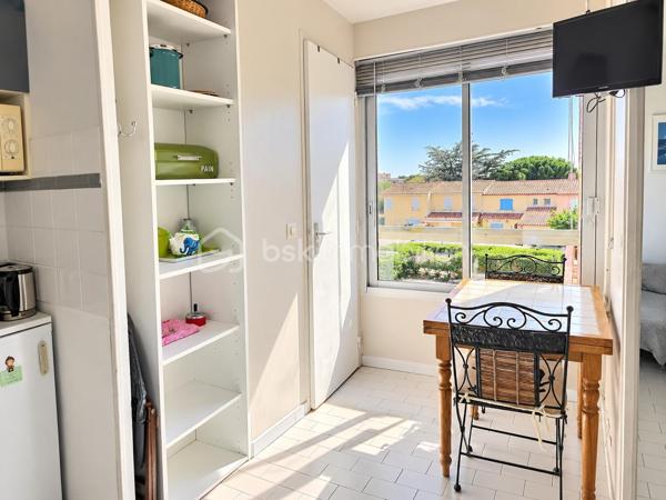 Idéalement situé au VILLAGE du Barcarès, à proximité de la MER, des COMMERCES de proximité et des transports en commun, découvrez ce studio, situé au 2ᵉ étage d’une résidence fermée et sécurisée.

L’appartement offre une pièce de vie lumineuse avec grand placard de rangement , le tout donnant directement sur une agréable terrasse exposée plein sud. 
La porte-fenêtre est équipée d’un volet roulant électrique, apportant un confort supplémentaire au quotidien.

La résidence dispose d’un local à vélos sécurisé et les charges de copropriété comprennent la consommation d’eau.

Une place de PARKING privative vient compléter ce bien ET un parking visiteur gratuit est à proximité immédiate de la résidence. 

Grâce à son emplacement privilégié et à ses nombreux atouts, ce studio constitue une belle opportunité, aussi bien pour une résidence secondaire, un premier achat ou un investissement locatif.