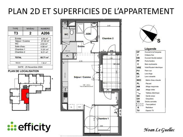 Appartement 3 pièces - 61 m²