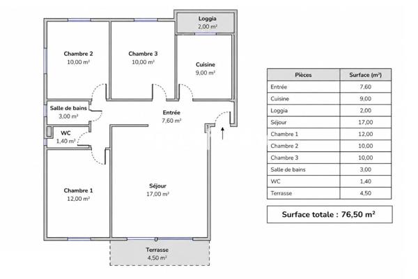 Appartement 4 pièces - 76 m² Exclusivité