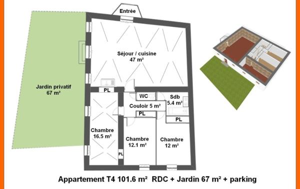 Vente Appartement P4 rénové(e) Montluel   