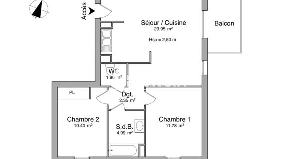 Location Appartement 3 pièces 55.37 m² - Saint-symphorien-d'ozon 69360