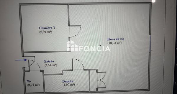 À vendre Studio 30 m² - Lyon 69009
