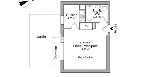 Location Studio 28.63 m² - Boissy-saint-léger 94470