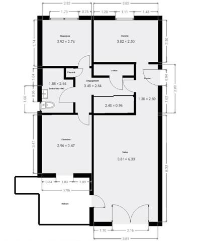 Appartement à DRAGUIGNAN, 83300 - 3 pièces 74m²