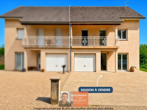 CHOISEY – Maison familiale avec 4 chambres, bureau, garage et jardin