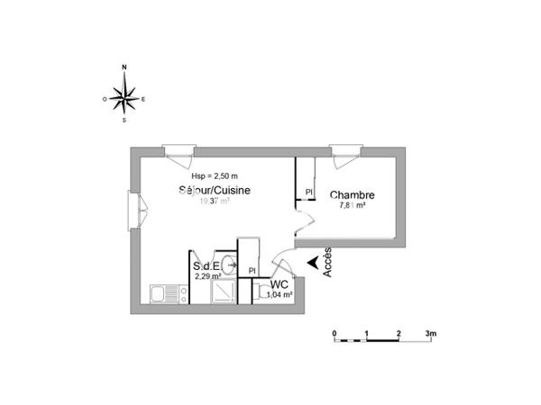 Location Appartement meublé 2 pièces 30.51 m² - 14 RUE DE LA SOLE La Rochelle 17000