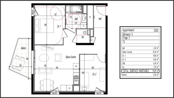 Appartement à vendre 3 pièces 59 m² Clermont-Ferrand