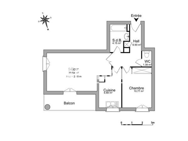 Location Appartement 2 pièces 50.72 m² - 17 AV DU GENERAL DE GAULLE Bussy Saint-georges 77600