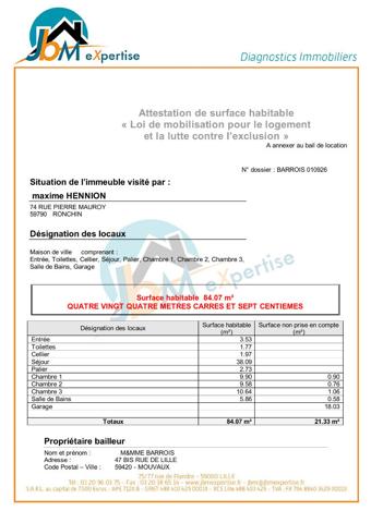 Vente
                Maison84,07 m² - 4 Pièces -
                    ronchin (59790)