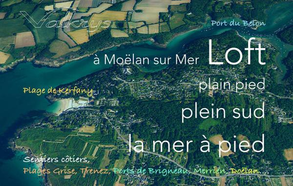 Loft 3 P, 125m2, plain pied, plein sud,  la mer à pied - Moëlan sur Mer