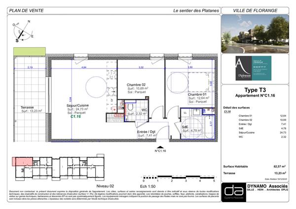 FLORANGE APPARTEMENT NEUF T3 AVEC GRANDE TERRASSE de 13,23m2 et garage