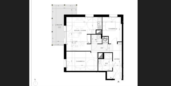 Appartement Saint Sebastien Sur Loire 3 pièce(s) 61.30 m2