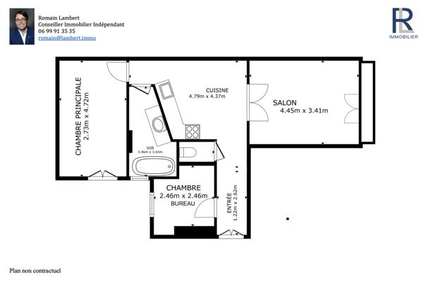 Boulogne-Billancourt (92100) Charmant appartement mesurant 57 M2 de 2/3 pièces à Boulogne Nord
