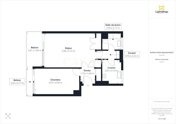 Vente Appartement 2 pièces de 55m² - 06230 Villefranche-sur-Mer