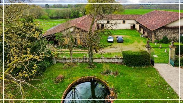 Dpt (32) NOGARO proche, ELEGANTE MAISON DE NOTABLES, économique, du XIXs 600M2, parc séculaire, dépendances en U, 11 ha, sans travaux,