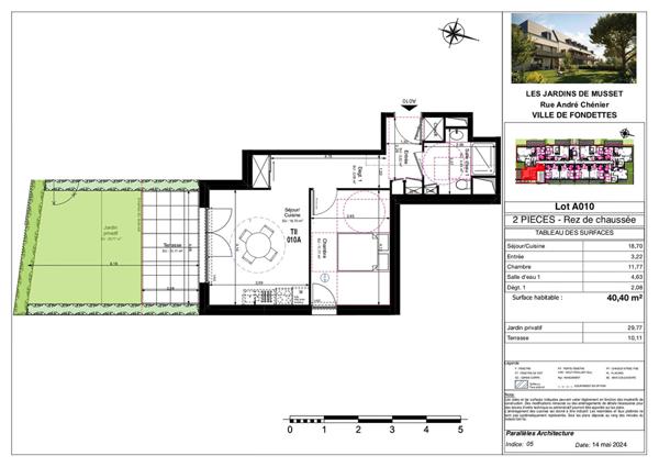 Appartement 2 pièce(s) 40.13 m2 avec parking