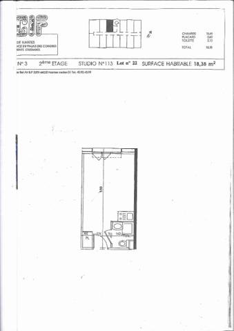 Appartement T1 NANTES Champ de Mars - 18.38 m2  414 Euros