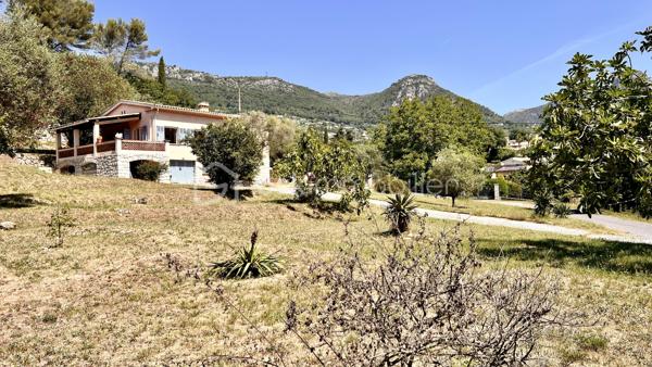 Nous vous proposons à Vence, dans un quartier résidentiel, une jolie villa provençale de 109m² exposée sud‑ouest, offrant de nombreux potentiels. Érigée en position dominante sur un terrain arboré légèrement en pente de 3425 m², la parcelle pourrait faire l’objet d’une division en deux lots supplémentaires sous réserve d’autorisation d’urbanisme.
L’habitation principale, à rénover entièrement, conserve le charme des constructions des années 60 : beaux volumes et grande luminosité grâce à de nombreuses ouvertures donnant sur les oliviers du jardin.
L’entrée, située au premier étage, dessert à droite un WC invité, une salle de bains et une grande cuisine dinatoire avec  cellier attenant. À gauche, un vaste séjour très lumineux ouvre sur une grande terrasse — partiellement ombragée par un auvent — offrant une belle vue sur le jardin et les collines vençoises, ainsi que deux belles chambres.
En rez‑de‑jardin se trouve un grand studio aménagé de 27 m² (mini‑cuisine et salle d’eau), idéal pour recevoir famille ou amis, ainsi que deux garages dont un fermé.
Cette propriété familiale, riche en potentiel, séduira aussi bien les familles en quête d’authenticité que les investisseurs avisés.
Certaines images ont été "débarrassée" avec IA