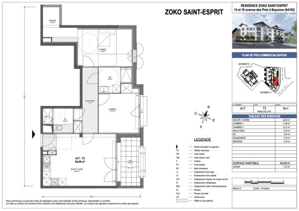 Appartement 3 pièces - 64 m²