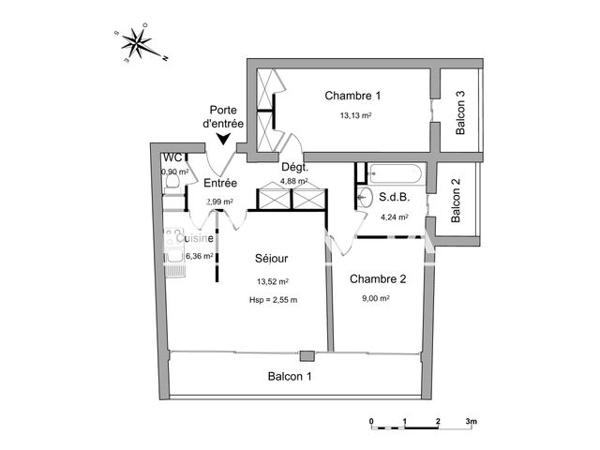Location Appartement 3 pièces 55.02 m² - 41 BD DE LA COMTESSE Marseille 13012