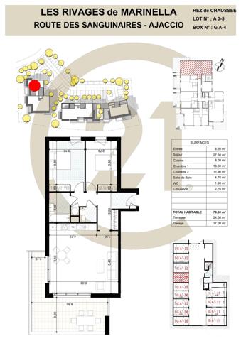 Appartement F3 à vendre  3 pièces - 78,80 m2 AJACCIO - 201