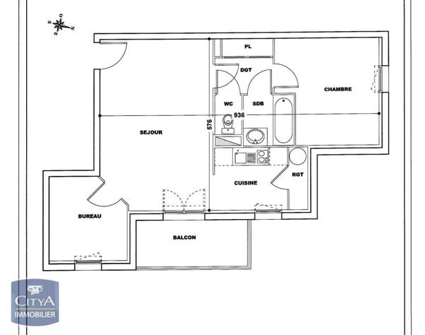 Appartement à louer 3 pièces 54m²