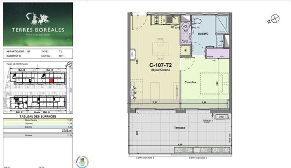 Appartement 2 pièces de 37 m² à Narbonne (11100)