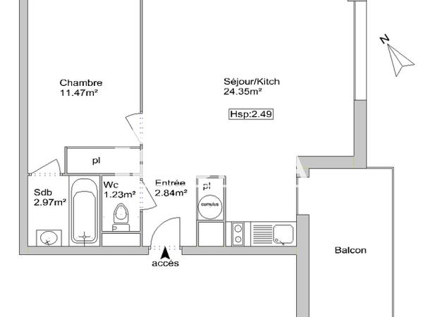 Location Appartement 2 pièces 42.86 m² - 41 ALLEE DU LAURAGAIS Colomiers 31770