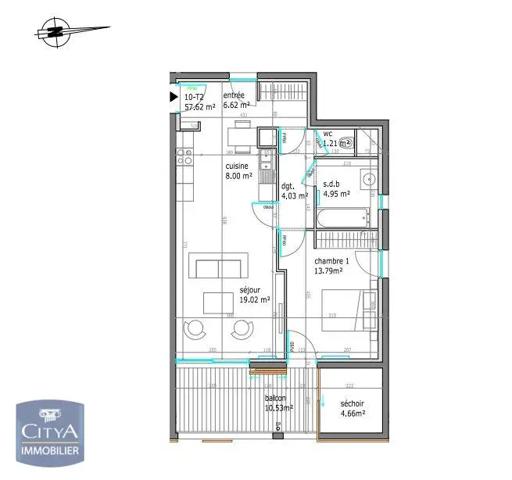 Appartement à vendre 2 pièces 57.23m² Antibes (06160)