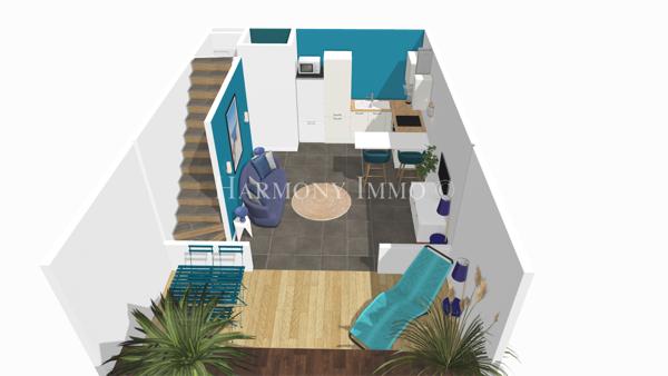 A vendre en exclusivité. Vue mer ! Appartement T3 de 49m² en duplex-Terrasse-Jardin-Garage à Sanary/mer 83110
