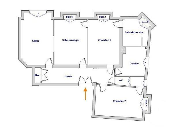 Appartement F4 à vendre  4 pièces - 83,20 m 2   PARIS  - 75015