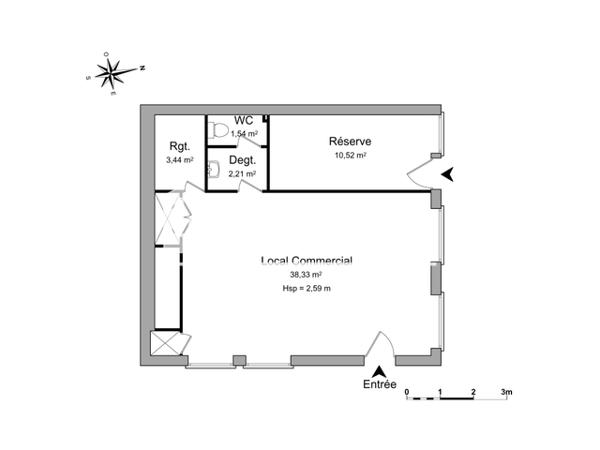 Location Local commercial 1 pièce 56.04 m² - 1 PLACE DE LA HALLE Bourgoin Jallieu 38300