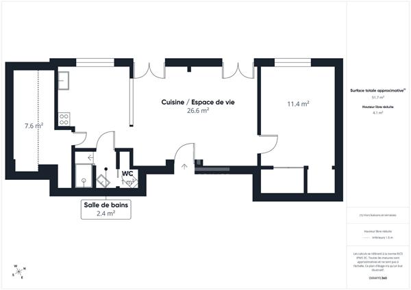 Vente - Anglet limite Biarritz - T2 -  42m² carrez/52m² utiles  cave et stationnement
