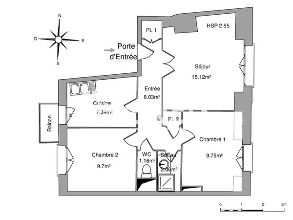 Location Appartement 3 pièces 53.16 m² - 13 RUE JULES FAVRE Tours 37000